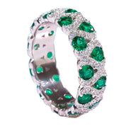 Round Cut Lab Emerald Wedding Band-Black Diamonds New York