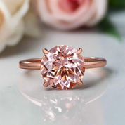 Round Cut Morganite Pink Engagement Ring-Black Diamonds New York