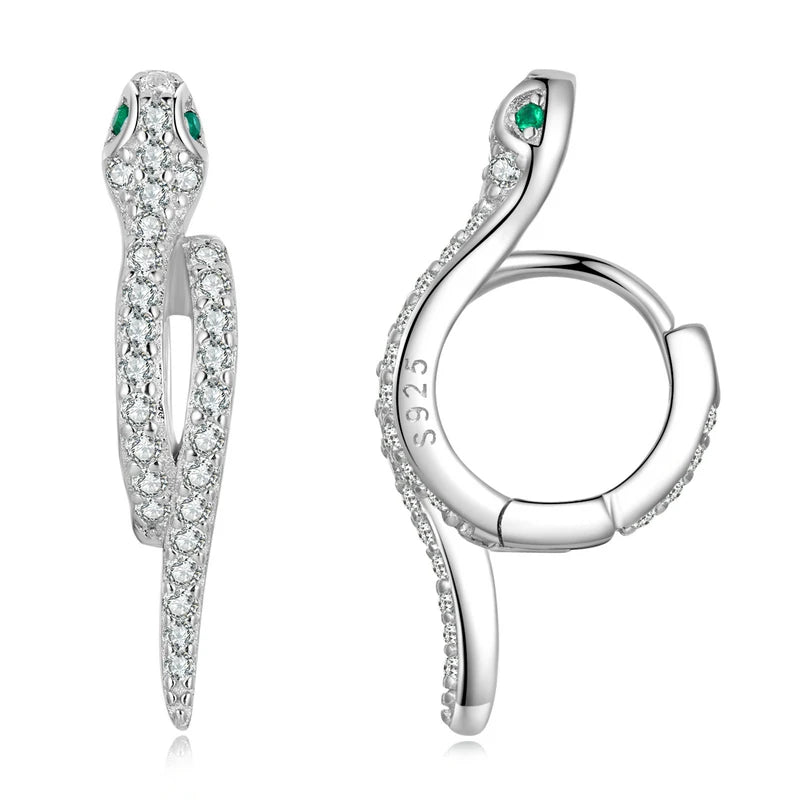 Round Diamond Snake Earrings-Black Diamonds New York