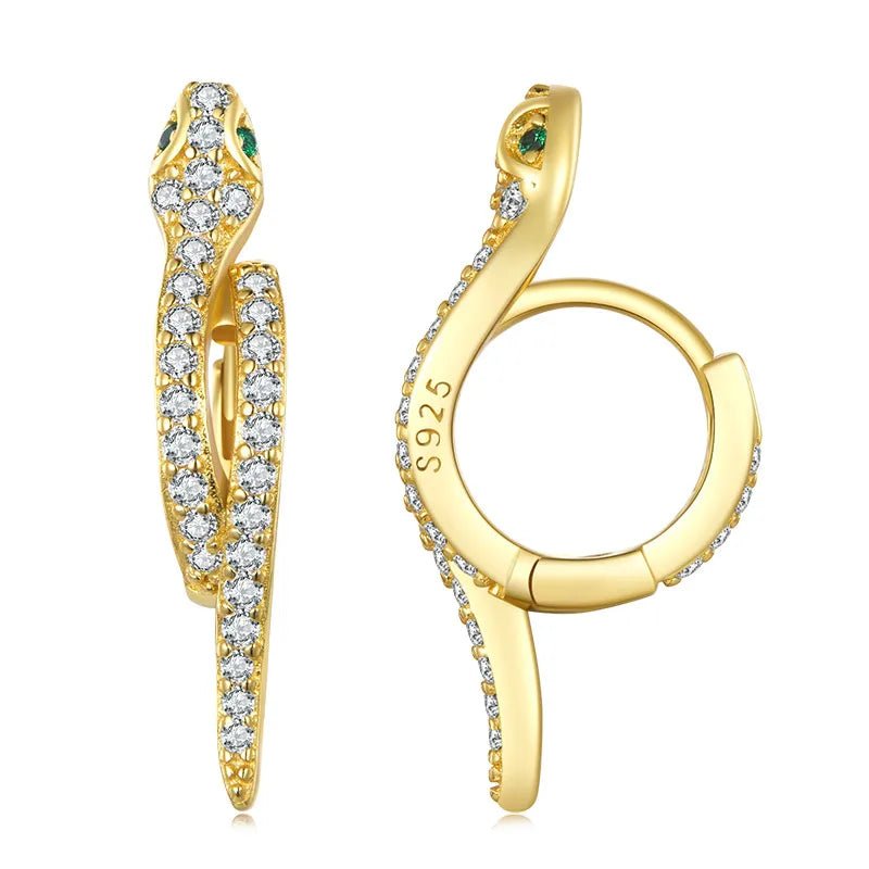 Round Diamond Snake Earrings-Black Diamonds New York