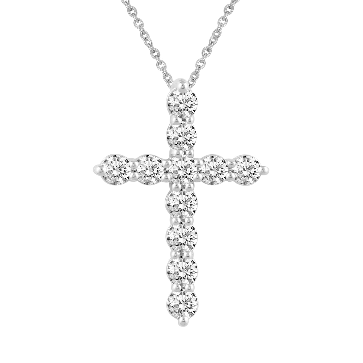 Round Full Diamond Cross Pendant Necklace-Black Diamonds New York