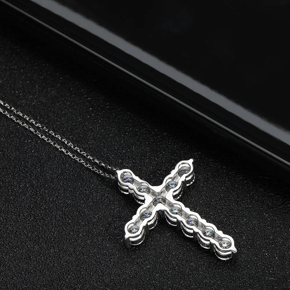 Round Full Diamond Cross Pendant Necklace-Black Diamonds New York