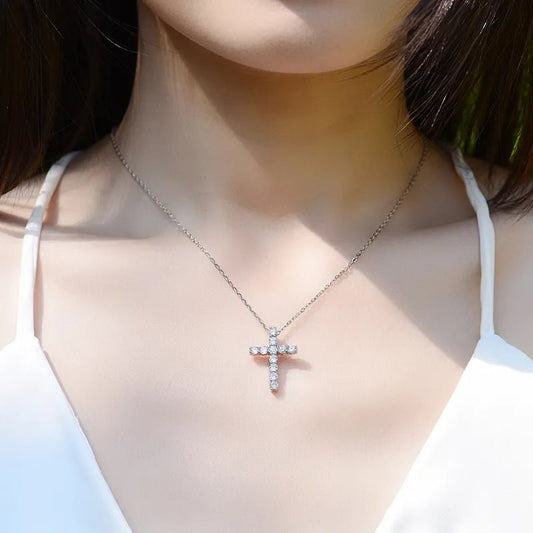 Round Full Diamond Cross Pendant Necklace-Black Diamonds New York