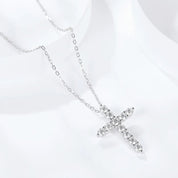 Round Full Diamond Cross Pendant Necklace-Black Diamonds New York