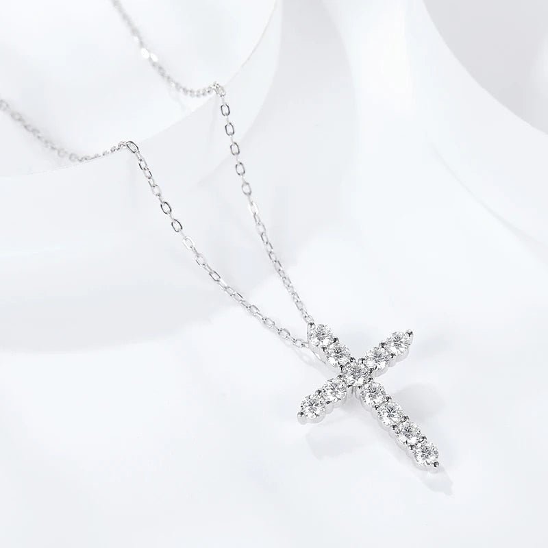 Round Full Diamond Cross Pendant Necklace-Black Diamonds New York