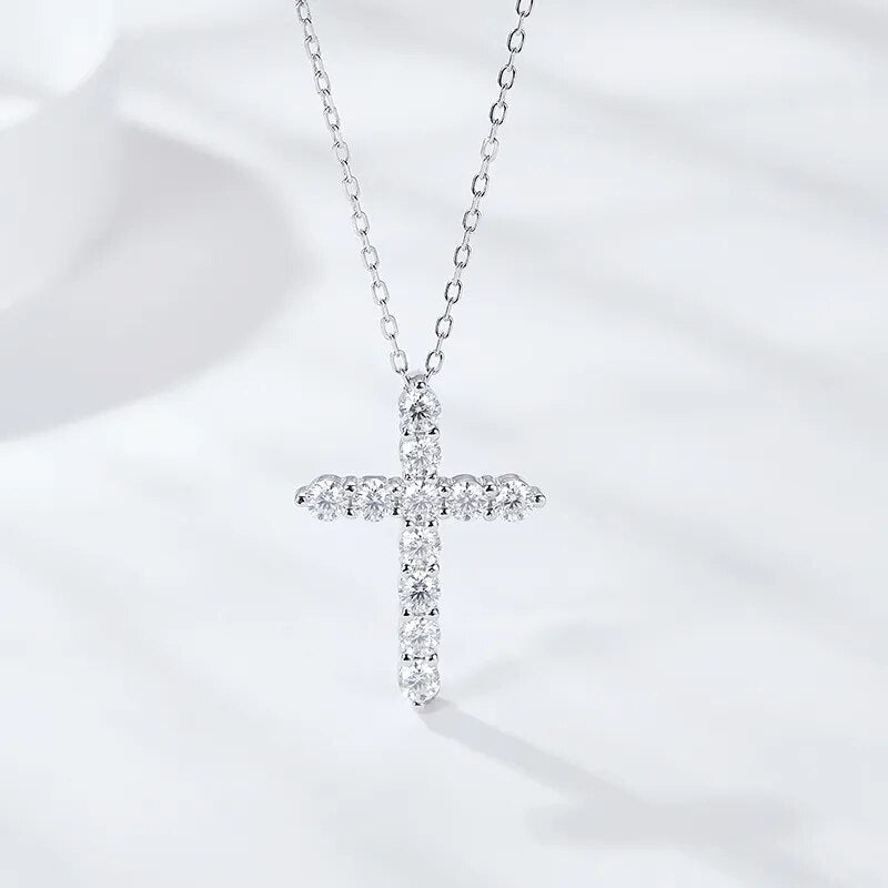 Round Full Diamond Cross Pendant Necklace-Black Diamonds New York