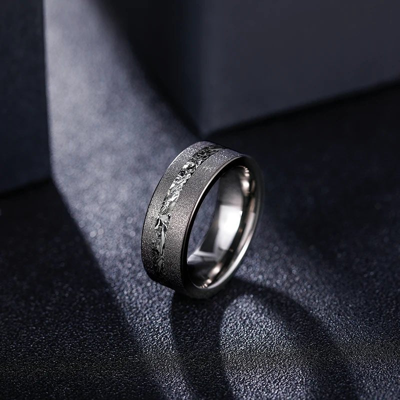 Sanded 8mm Black Tungsten Wedding Band-Black Diamonds New York