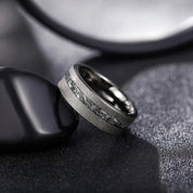 Sanded 8mm Black Tungsten Wedding Band-Black Diamonds New York