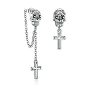 Simple Punk Skull & Skeleton Stud Earrings-Black Diamonds New York