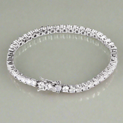 Simple White Round Cut Bracelet-Black Diamonds New York