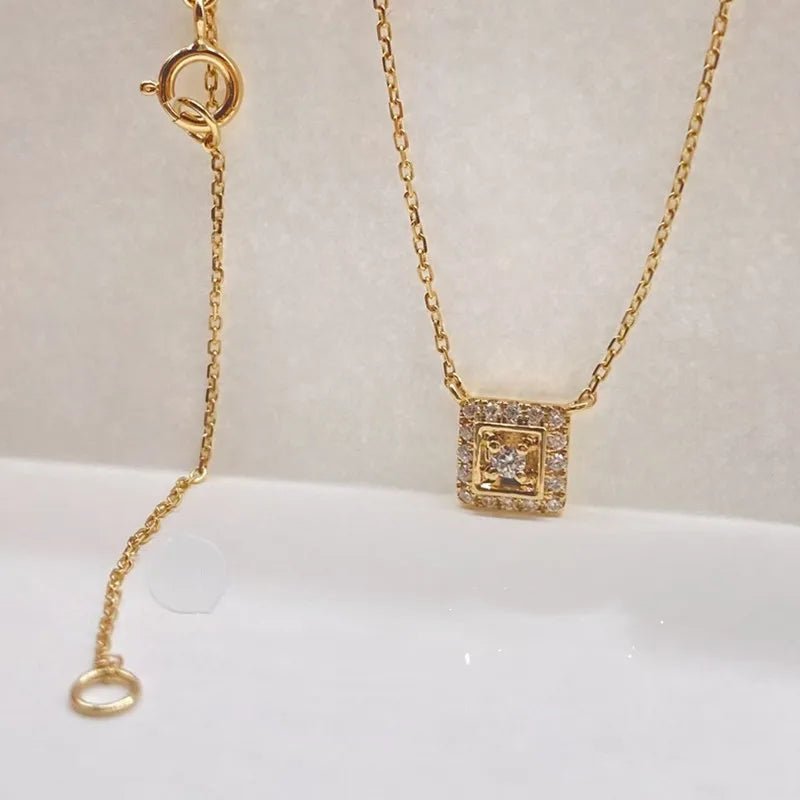 Solid 18k Yellow Gold Natural Diamond Pendant Necklace-Black Diamonds New York