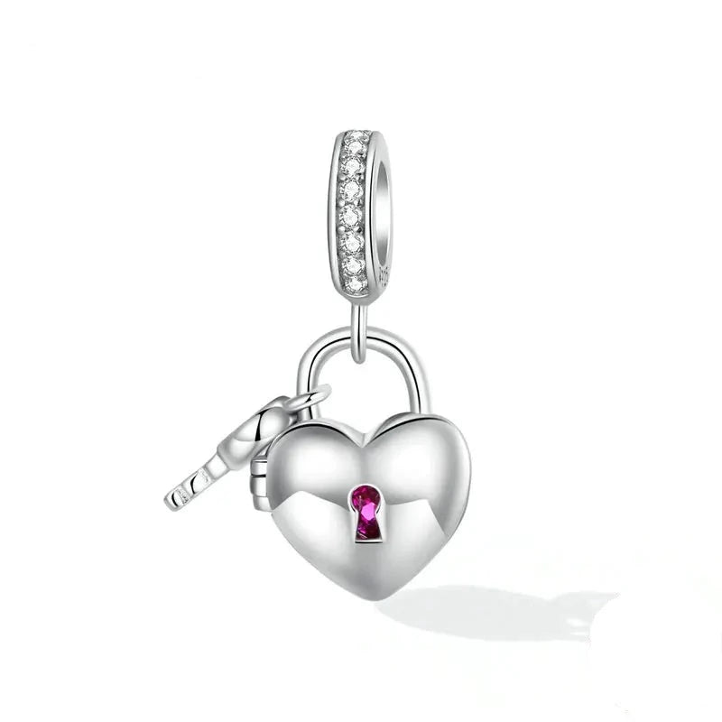 Sparking Heart Lock & Key Pendant with Diamond-Black Diamonds New York