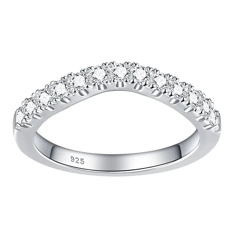 Stackable Wishbone Half Eternity Diamond Wedding Band-Black Diamonds New York