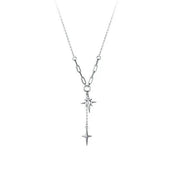 Star Cross Necklace with Round Diamond-Black Diamonds New York