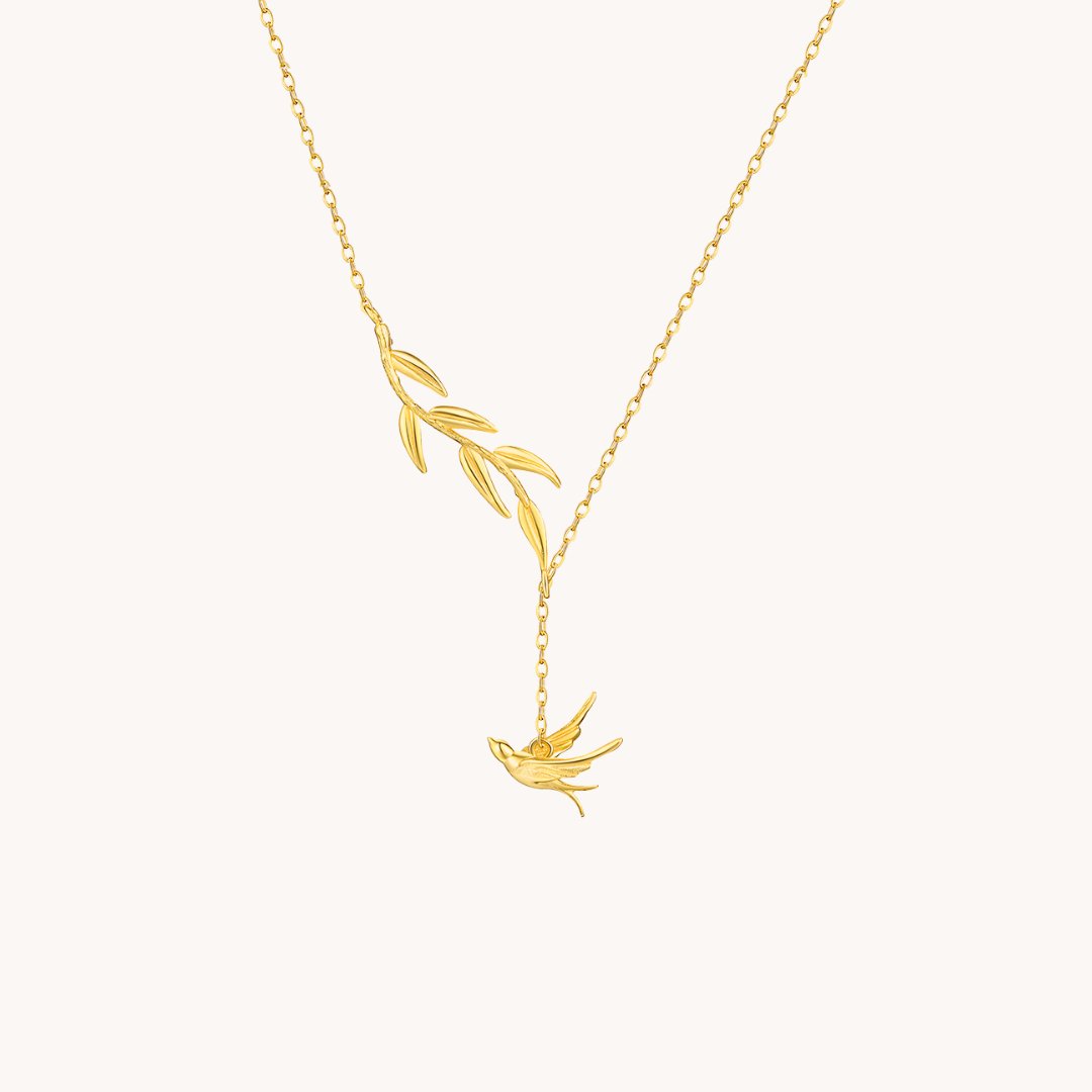 Swallow Willow Branch Asymmetrical Necklace-Black Diamonds New York