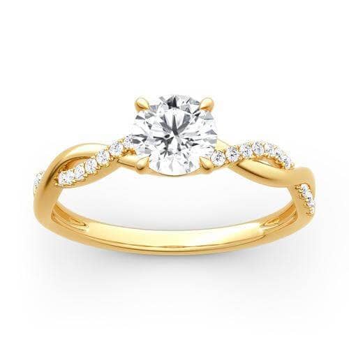 VIP Custom Dream Ring- 1.25 Carat Round Cut Twist Yellow Gold Promise Ring-Black Diamonds New York