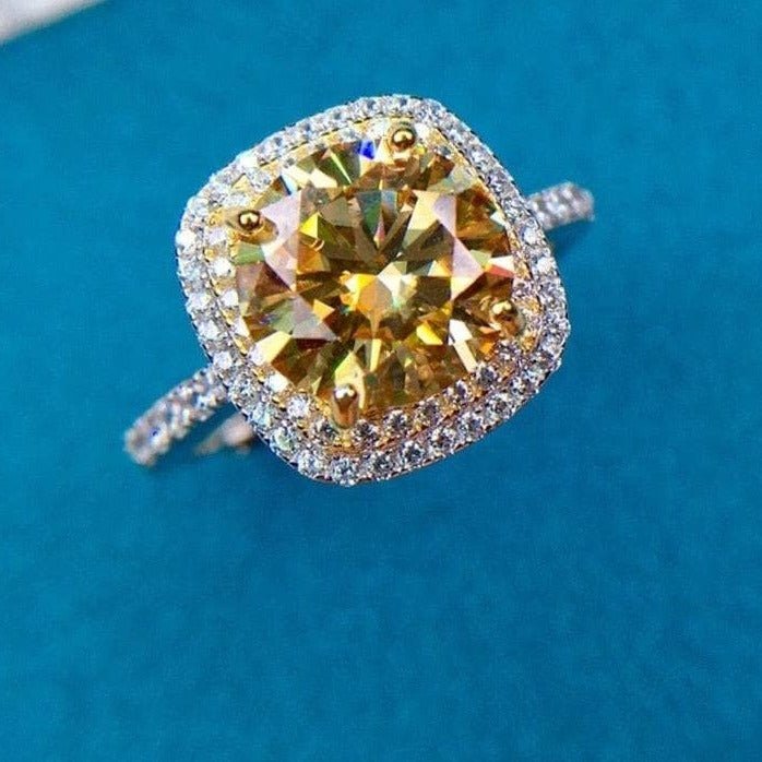 VIP Custom Dream Ring- Round Cut 3ct Yellow Diamond Halo Engagement Ring-Black Diamonds New York