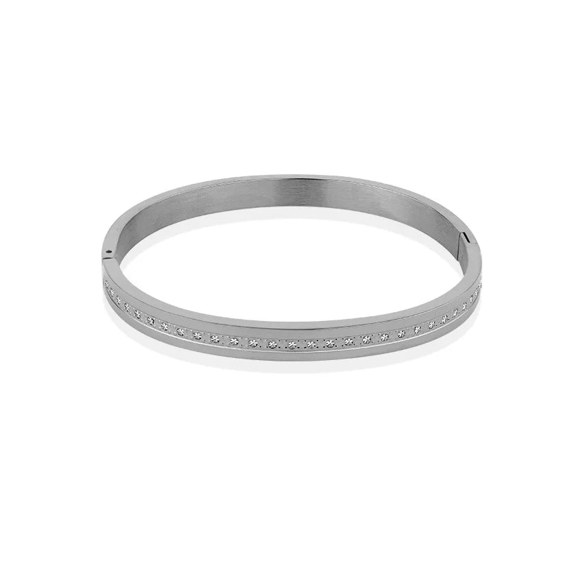 Waterproof Women's Bangle with Round Diamond-Black Diamonds New York