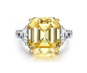 Yellow Sapphire Asscher Cut Three Stone Engagement Ring-Black Diamonds New York