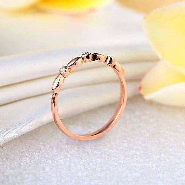 0.03 Ct Diamond 14k Rose Gold Stackable Ring-Black Diamonds New York