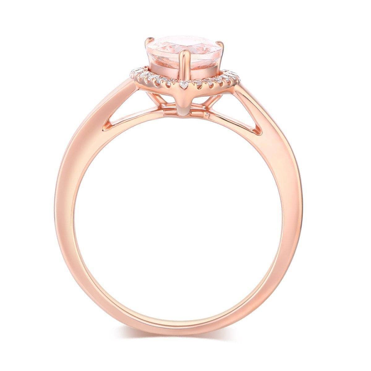 0.11 CT Natural Diamond 14K Rose Gold Peach Morganite Ring-Black Diamonds New York