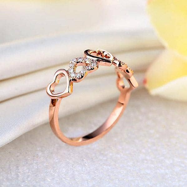 0.12ct Natural Diamonds 14K Rose Gold Heart Ring-Black Diamonds New York