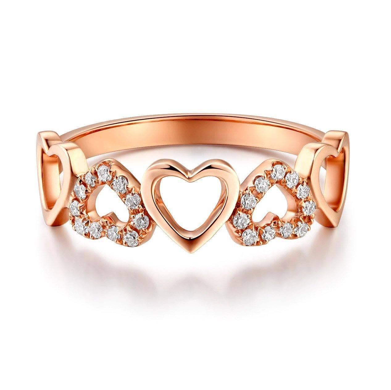 0.12ct Natural Diamonds 14K Rose Gold Heart Ring-Black Diamonds New York