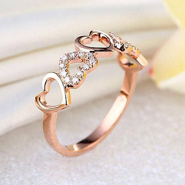 0.12ct Natural Diamonds 14K Rose Gold Heart Ring-Black Diamonds New York