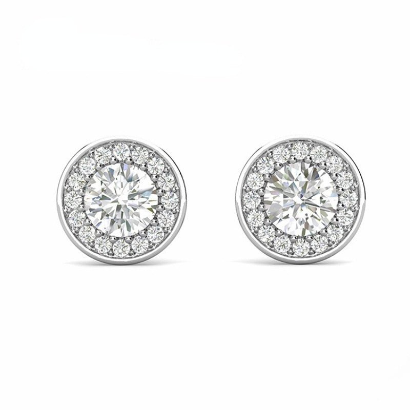 0.5 ct Round Cut Diamond Halo Stud Earrings-Black Diamonds New York