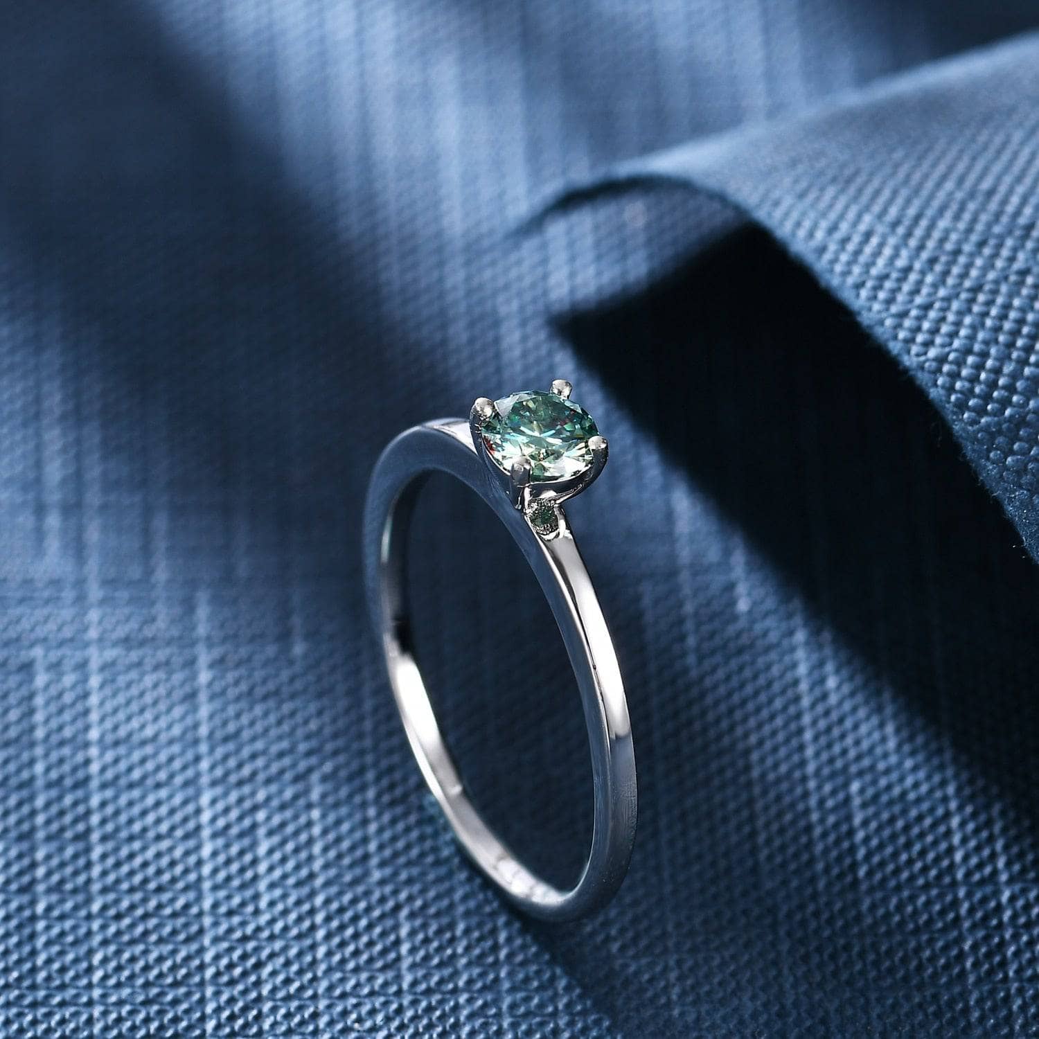 0.5ct Round Cut Green Diamond Ring-Black Diamonds New York
