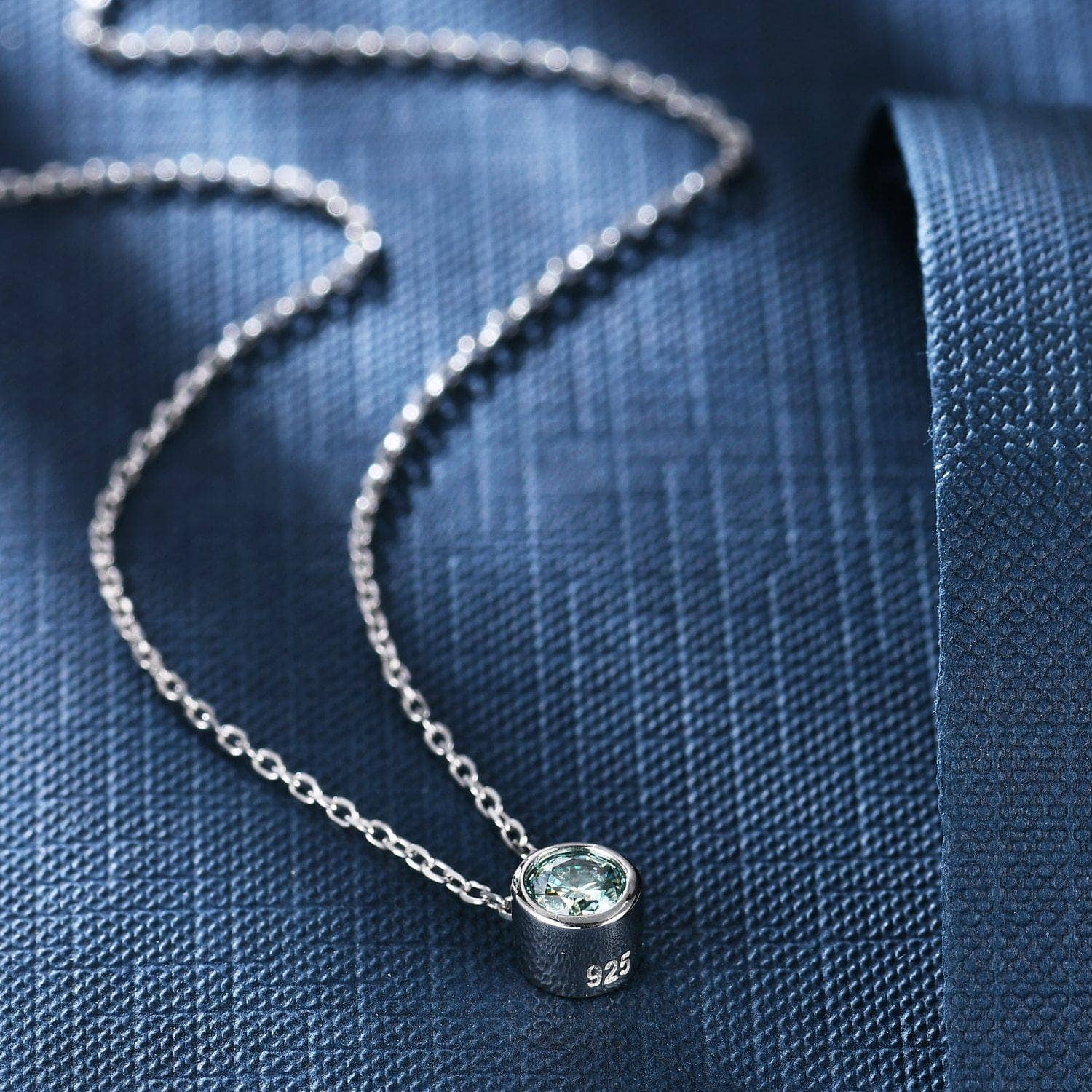 0.5Ct Round Cut Green Diamond Solitaire Necklace-Black Diamonds New York