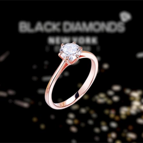 1 Carat Created Diamond 6 Claws Solitaire Engagement Ring-Black Diamonds New York