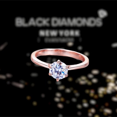 1 Carat Created Diamond 6 Claws Solitaire Engagement Ring-Black Diamonds New York
