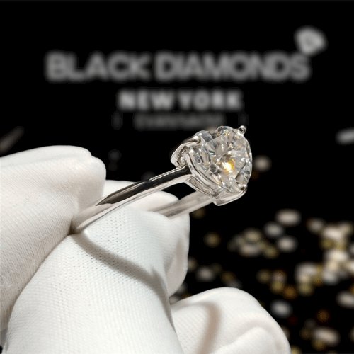 1.0 Ct Heart Cut D Color Diamond Love Engagement Ring-Black Diamonds New York