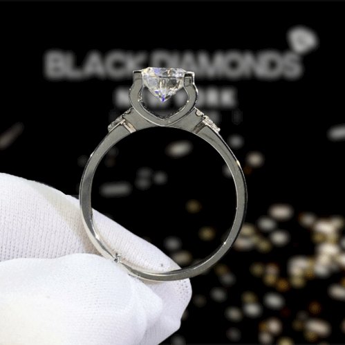 1 Carat Round Cut D Color Diamond Engagement Ring-Black Diamonds New York