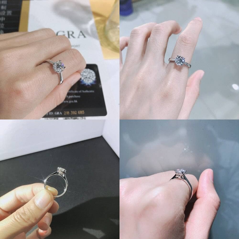 1.0 ct 6.5mm Round Diamond Solitaire Engagement Ring-Black Diamonds New York