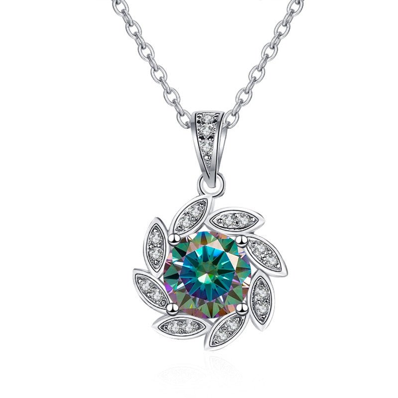 1.0 ct Round Cut Diamond Elegant Flower Design Necklace-Black Diamonds New York
