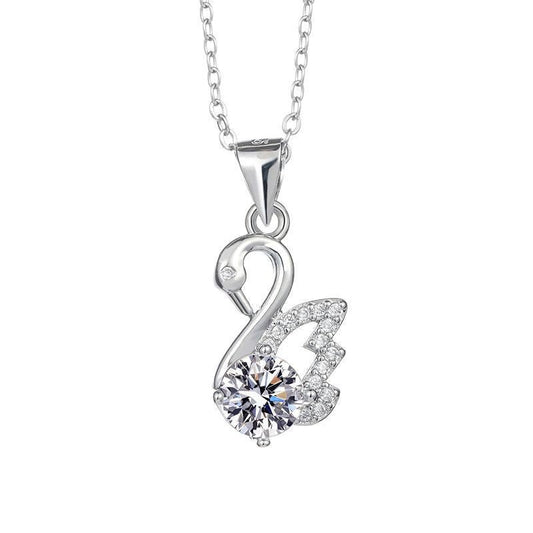 1.0 Ct Round Cut Diamond Swan Necklace-Black Diamonds New York