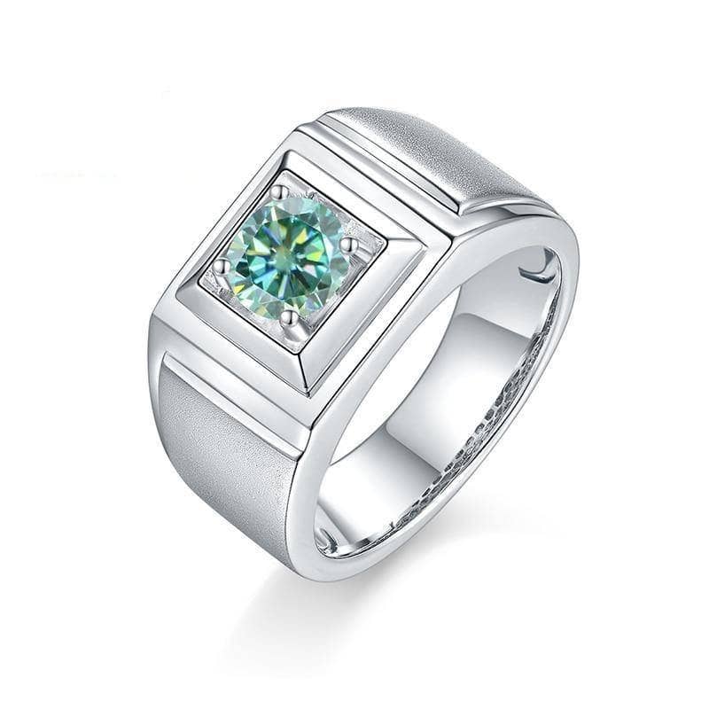 4 ct carbon diamond with green orders S925 and Silver Ring