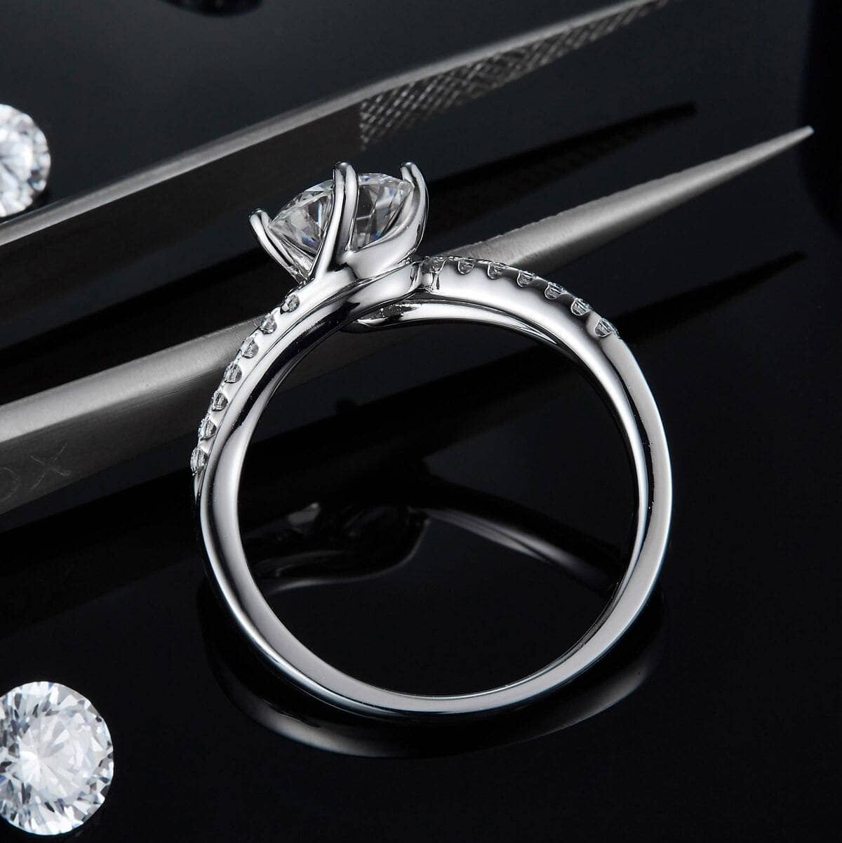 1.0Ct 6.5mm Diamond Engagement Rings-Black Diamonds New York