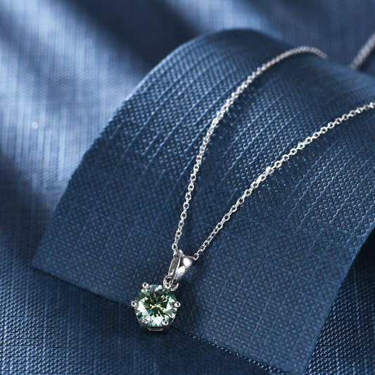 1.0 Ct Green Diamond Solitaire Necklace-Black Diamonds New York