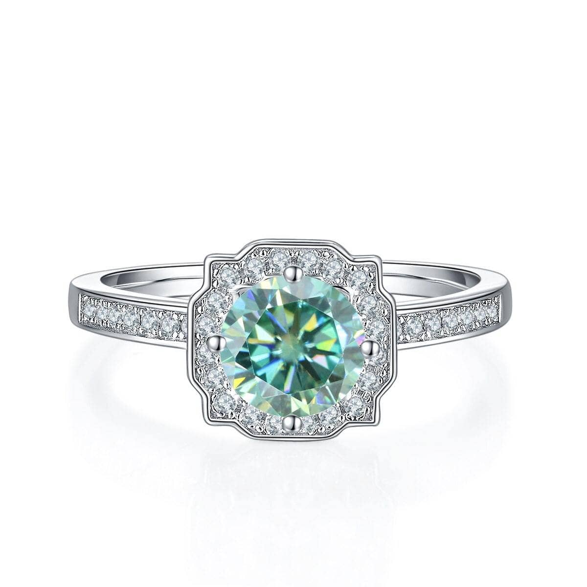 1.0Ct Round Halo Green Diamond Engagement Ring-Black Diamonds New York