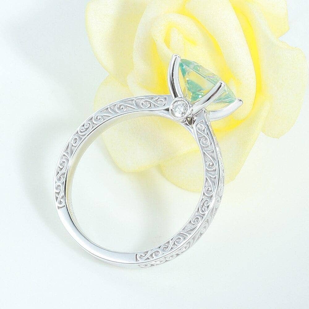 10K White Gold 2.5ct 7.5mm Blue Princess Cut Diamond Engagement Ring-Black Diamonds New York