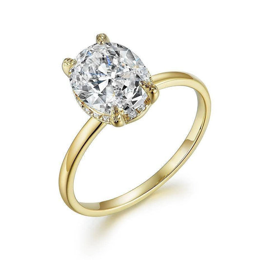10k Yellow Gold Solitaire Diamond Engagement Ring-Black Diamonds New York