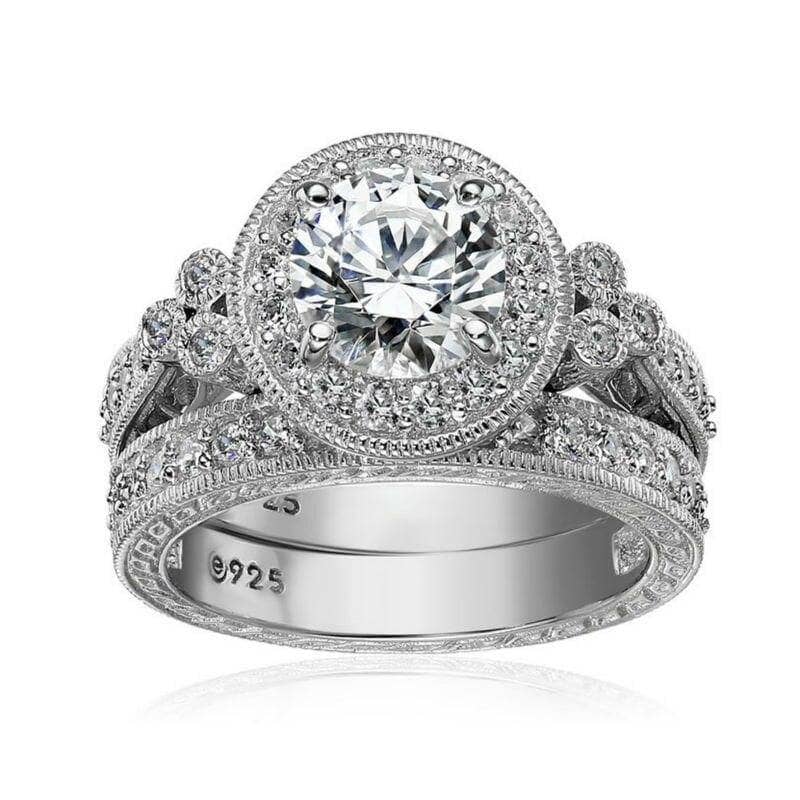 1.2 Ct Round Cut Created Diamond Halo Ring-Black Diamonds New York
