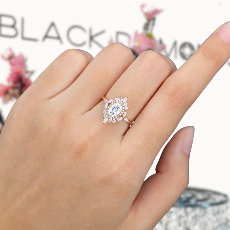 0.50 Ct Oval Cut Colorless Moissanite Dainty Engagement Ring 14K
