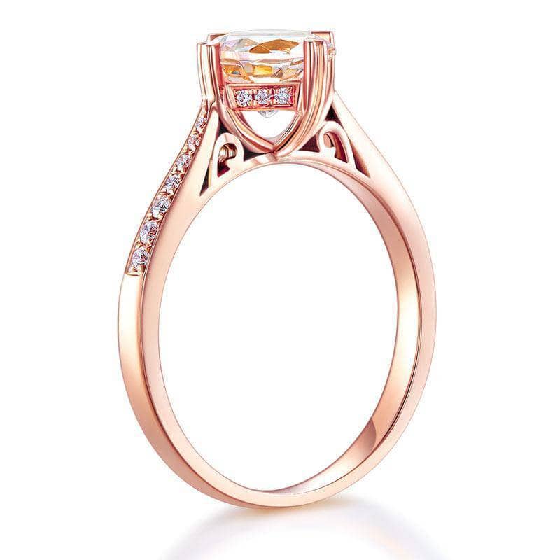 14K Rose Gold 1.2 Ct Peach Morganite & Natural Diamond Ring-Black Diamonds New York