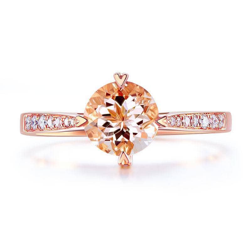 14K Rose Gold 1.2 Ct Peach Morganite & Natural Diamond Ring-Black Diamonds New York