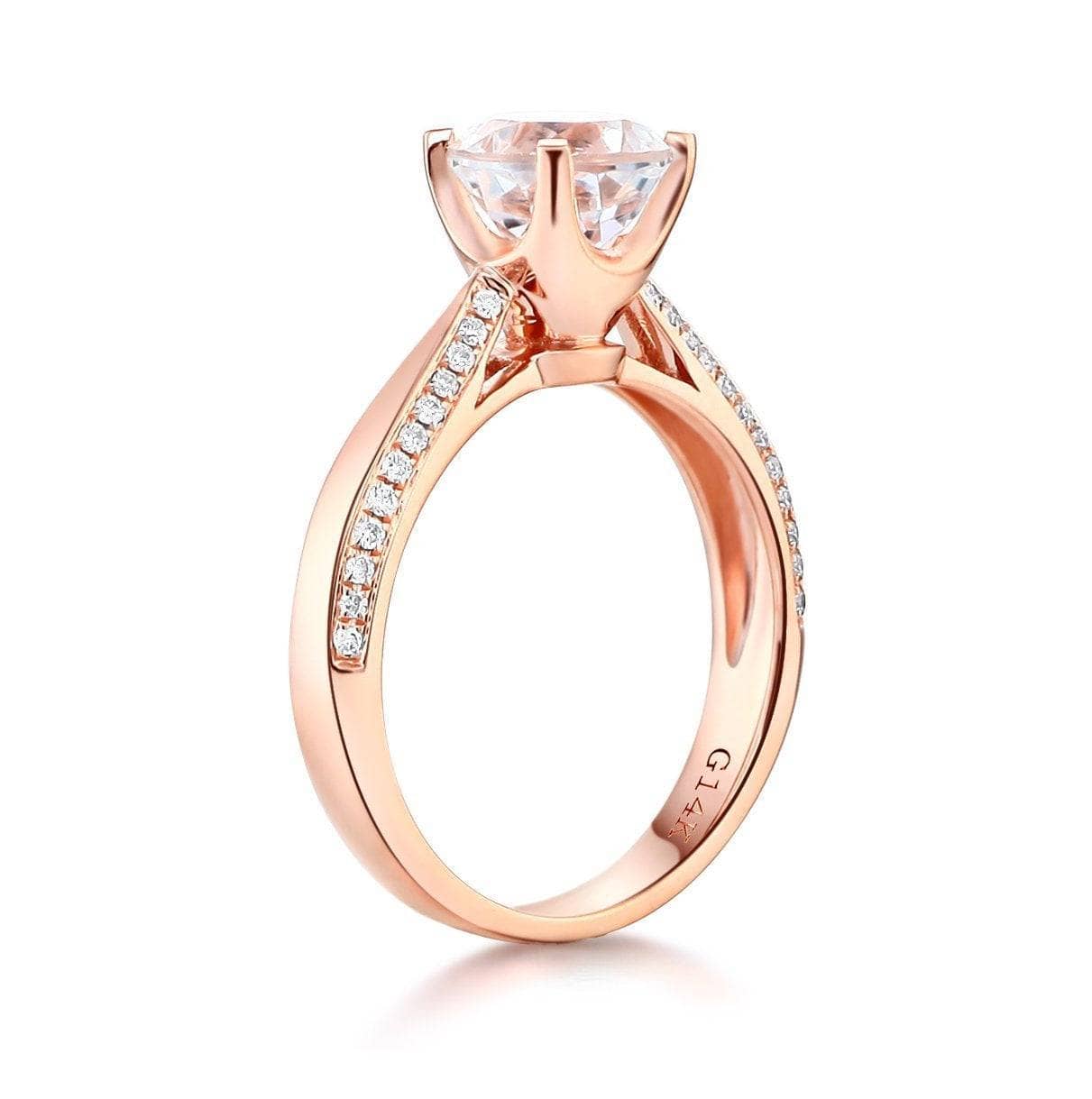 14K Rose Gold 1.2 Ct Topaz 0.2 Ct Natural Diamond Ring-Black Diamonds New York