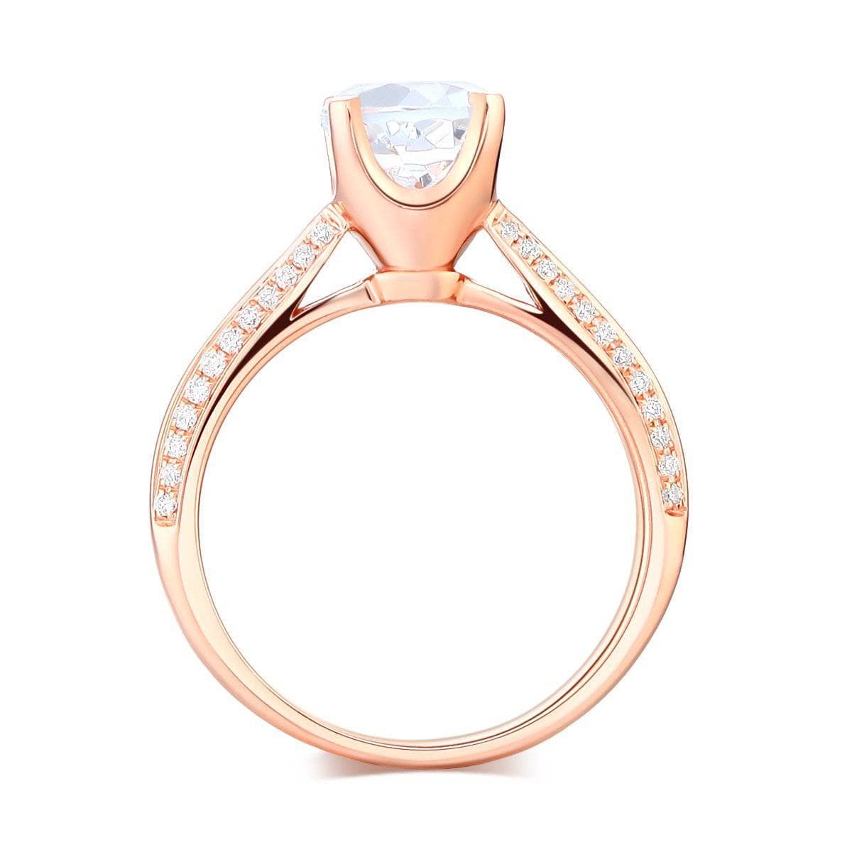 14K Rose Gold 1.2 Ct Topaz 0.2 Ct Natural Diamond Ring-Black Diamonds New York